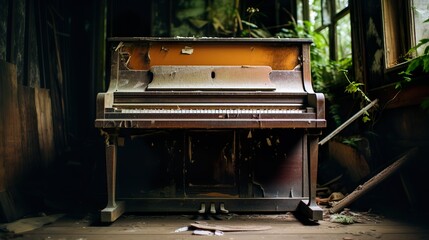 Fototapeta na wymiar Old grand piano made with Ai generative technology, Property is fictional