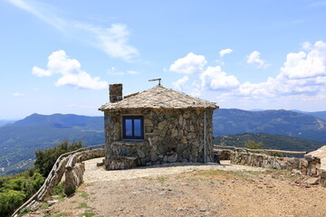 cottage on top of sardinian mountain landscape near Biddamanna Istrisàili/Villagrande Strisaili,...