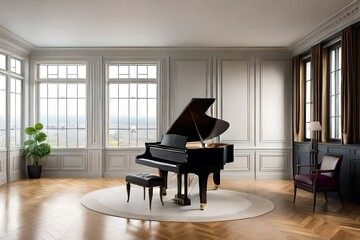 grand piano in the room generated ai