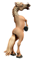 Naklejka premium 3D Rendering Cartoon Horse on White