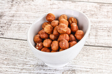 Heap of raw natural hazelnut