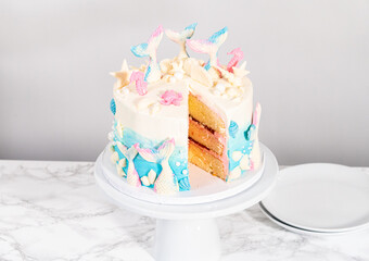 Mermaid themed 3 layer vanilla cake