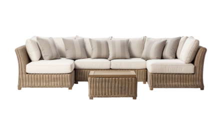 Outdoor sectional sofa isolated on transparent background. PNG file, cut out