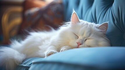 Cute persian cat with closed eyes sleeping