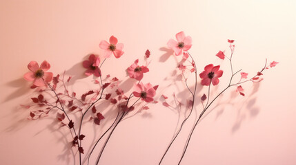Fototapeta premium A vibrant display of pink flowers against a pink wall