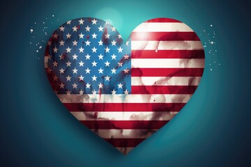 Obraz premium Love The USA Heart Shaped With The American Flag. Generative AI