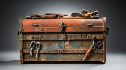 well-worn toolbox filled with various tools