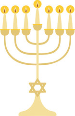 Golden Menorah with candles