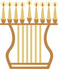 Jewish Hanukkah Menorah with candles.