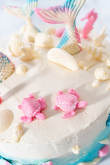 Mermaid themed 3 layer vanilla cake