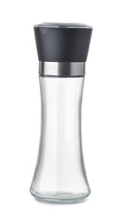 Front view of empty glass pepper mill