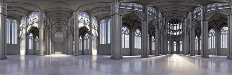 gothic cathedral empty without benches nobody 360° vr environmentr 3d render
