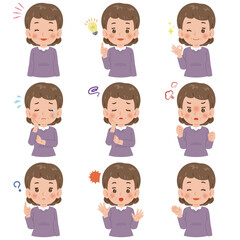 表情セット　中高年の女性　上半身
