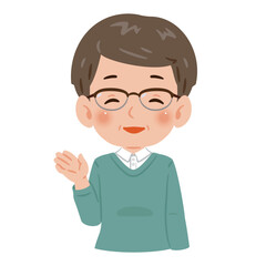 案内する　中高年の男性　上半身
