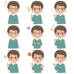 表情セット　中高年の男性　上半身