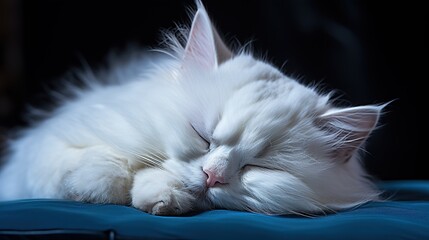 Cute persian cat with closed eyes sleeping
