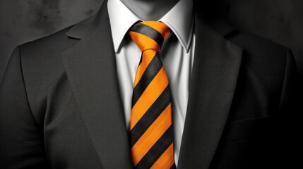A black suit and orange tie full background 