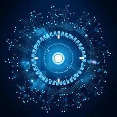 Obraz premium Abstract Futuristic Hi-Tech: White Gear Wheel on Circuit Board