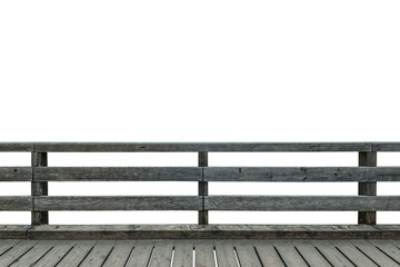 Wooden railing and floor isolated on white background