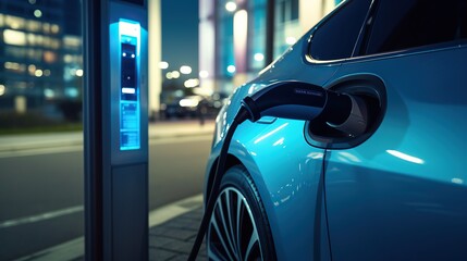 Modern fast electric vehicle chargers for charging car,  Generative AI