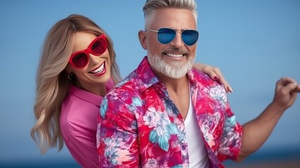 Active midlife couple on an outing, generative ai