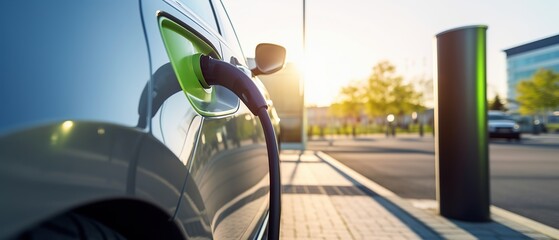 Modern fast electric vehicle chargers for charging car, Generative AI