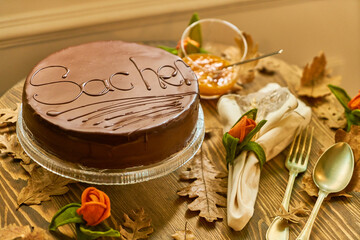 European deserts on a decorative table