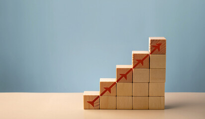 Stairway to Success: Cube Block Staircase Growth and Achievement Concept - High-Resolution Stock Images