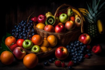 Obraz na płótnie Canvas fruits in the basket