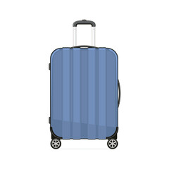 Blue Rolling Suitcase. Travel Bag. Vector