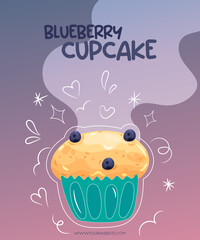 Blueberry cake illustration Instagram post template