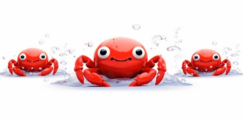 Cute Baby Red Crabs white background