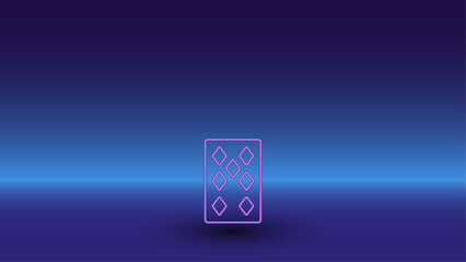 Neon seven of diamonds playing symbol on a gradient blue background. The isolated symbol is located in the bottom center. Gradient blue with light blue skyline
