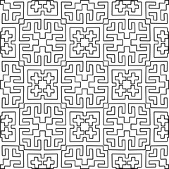 
White background with black lines. Modern stylish abstract texture. Repeating geometric shapes from striped elements.