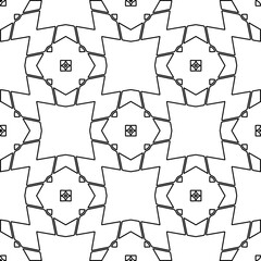 
White background with black lines. Modern stylish abstract texture. Repeating geometric shapes from striped elements.