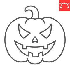 Halloween pumpkin line icon, celebration and holiday, horror lantern vector icon, gourd vector graphics, editable stroke outline sign, eps 10.