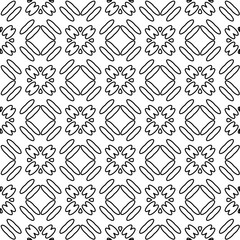 
White background with black lines. Modern stylish abstract texture. Repeating geometric shapes from striped elements.