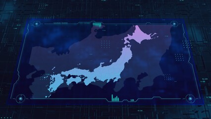 Japan Technology HUD UI Map
