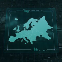 Square Europe Digital HUD UI Map	