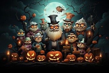  Friends dressed up for Halloween, embracing the festive spirit with laughter and joy, showcasing their timeless friendship and Halloween excitement. Generative AI.
