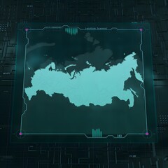 Russia Technology Square HUD UI Map With Particles Animation