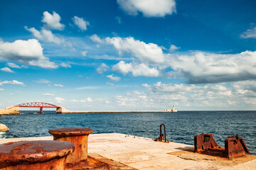 View from the pier to the St. Elmo Bridge and the St. Elmo Breakwater