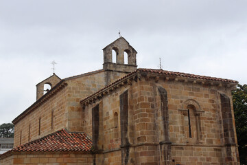 Fototapeta na wymiar Romanesque church of Santa María de la Oliva in Villaviciosa (Asturias)