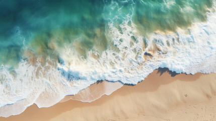 A stunning aerial view of a pristine beach and turquoise ocean