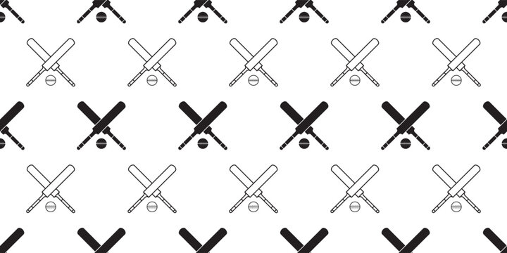 cricket bat and ball seamless pattern