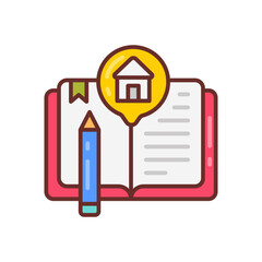 Homework icon in vector. Illustration