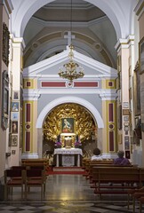 Brezje, Slovenia - Jul 28, 2023: The Basilica of St. Mary Help of Christians of Brezje is a Slovenian National Marian Shrine. Selective focus.