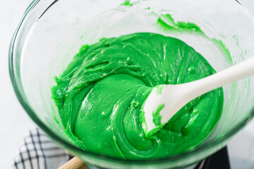 Green fudge with red hearts