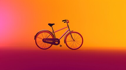 Fototapeta premium a bike is shown against a bright orange and pink background. generative ai