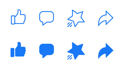 Like, comment, give, and share icon vector. Social media post elements